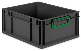 Sada 10 kusov - Eurobox Next Gen 2.0 Cycle - Stohovateľný kontajner s uzavretými rukoväťami - Zelený - 400 x 300 x 170 mm - Antracit