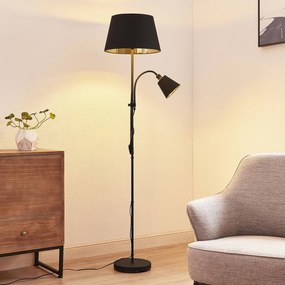 Lindby Somana stojaca lampa, textil, tvar kužeľa