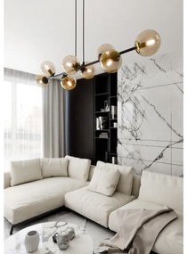 Luster na lanku ROSSI 8xE14/10W/230V čierna/béžová