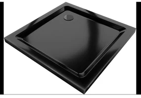 Mexen Flat štvorcová sprchová vanička slim 70 x 70 cm, čierna, syfon čierna - 40707070B