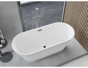 Mexen Yara, voľne stojaca ryhovaná vaňa 170 x 75 cm, biela lesklá, grafitový prepad, 52861707500-95