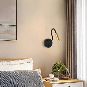 Brilagi - LED Flexibilná nástenná lampa MAYA LED/3W/230V 4000K čierna/zlatá