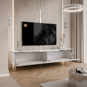 TV STOLÍK NESSIE 3 BIELY LESK + STRIEBORNÝ 180 cm