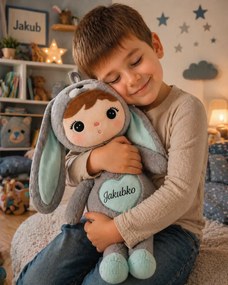 Mojkáčik - Bábika králik šedo-mätová s menom Jakubko XL 70 cm