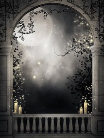 Ilustrácia Fantasy balcony with candles, FairytaleDesign