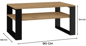 Konferenčný stolík Maduro 2 (dub artisan + čierna). Akcia -22%. Vlastná spoľahlivá doprava až k Vám domov. 1132424