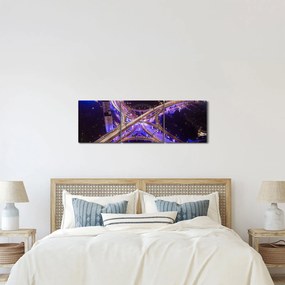 Obraz veľké križovatky v noci (s hodinami) (90x30 cm)