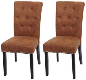 2x Jedálenská stolička Chesterfield 2, tmavé nohy, látka - Imitácia semišu