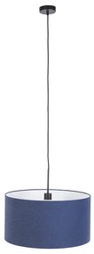 Moderné závesné svietidlo čierne s antickým modrým tienidlom 50 cm - Combi 1