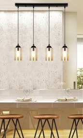 Candellux Čierno-hnedý závesný luster Bistro pre žiarovku 4x E27 34-00552