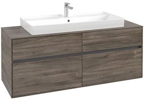 VILLEROY &amp; BOCH Collaro závesná skrinka pod umývadlo na dosku (umývadlo v strede), 4 zásuvky, 1400 x 500 x 548 mm, Stone Oak, C09200RK