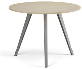 Konferenčný stôl PRIMO ZEN, priemer 100 cm, sivostrieborná podnož, breza