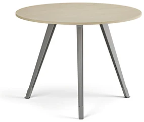 Konferenčný stôl PRIMO ZEN, priemer 100 cm, sivostrieborná podnož, breza