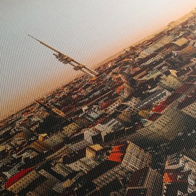 Obraz západu slnka nad Žižkovom (s hodinami) (90x30 cm)
