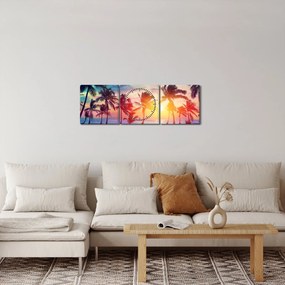 Obraz - Tropický západ slnka (s hodinami) (90x30 cm)