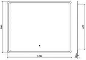 Mexen Zusa, LED kúpeľňové zrkadlo s podsvietením 120x80 cm, 6000K, ochrana proti zahmlievaniu, 9808-120-080-611-00