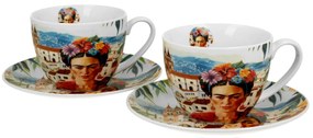 Porcelánová šálka s podšálkou Mexican Art Frida 270 ml sada 2ks