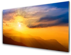 Skleneny obraz Hory slnko mraky príroda 100x50 cm