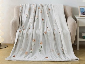 XPOSE® Mikroplyšová deka DIVOKÉ MAKY s baránkom - svetlo sivá 140x200 cm