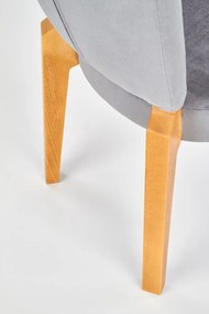 Jedálenská stolička ROIS – masív, látka, dub medový / sivá