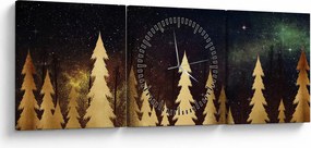 Obraz - Zlatá noc (s hodinami) (90x30 cm)