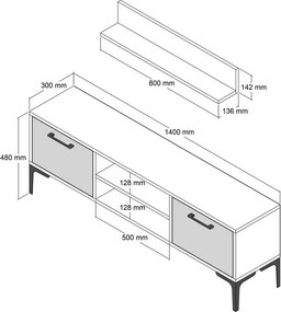 Riga Walnut TV stolík
