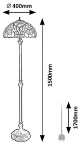 Brilagi - Tiffany vitrážová stojacia lampa GARLAN 2xE27/60W/230V