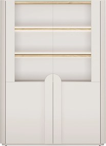 Vitrína Amilio 100 cm dvojdverová - kašmír / olejovaný dub / úchyty kašmír