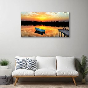 Obraz Canvas Loďka most jazero príroda 125x50 cm