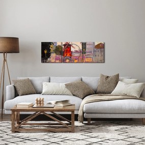 Obraz - Moulin rouge, Paríž, Francúzsko (s hodinami) (90x30 cm)