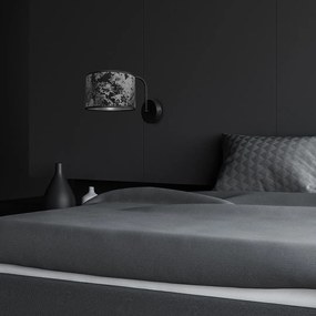 Nástenné svietidlo Satino Round, 1x čierne/strieborné textilné tienidlo, b