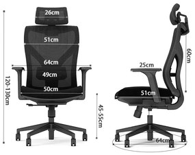 Kancelárska ergonomická stolička Neoseat MARCUZI — čierna, nosnosť 150 kg