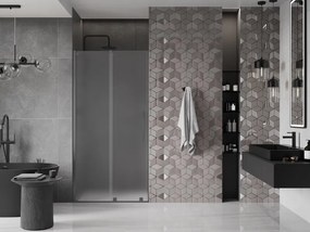 Mexen Velar, posuvné sprchové dvere do otvoru 100 cm, 8mm sklo námraza, grafit brúsený, 871-100-000-31-66