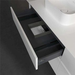 VILLEROY &amp; BOCH Collaro závesná skrinka pod dve umývadlá na dosku, 4 zásuvky, 1600 x 500 x 548 mm, Glossy White, C10700DH