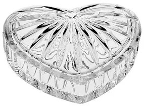 Crystal Bohemia Sklenená dóza v tvare SRDCE 110 mm