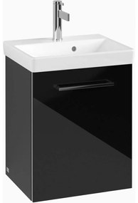 VILLEROY &amp; BOCH Avento závesná skrinka pod umývadlo, 1 dvierka, pánty vľavo, 430 x 352 x 514 mm, Crystal Black, A88700B3