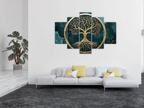 Obraz – Zlatý strom života v mramore (150x105 cm)