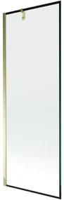 Mexen Next, vaňová zástena 1-krídlová 70 x 150 cm, fixné krídlo, 6 mm číre sklo s čiernym vzorom, zlatý profil, 895-070-000-00-70-50