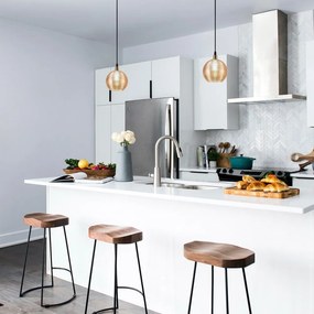 Závesné svietidlo v okrovo žltej a zlatej farbe so skleneným tienidlom ø 15 cm Muzo – Opviq lights