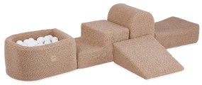 Mini ihrisko (+ bazén a 100 loptičiek) béžové, prémiový fluffy