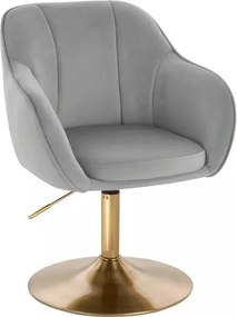 LuxuryForm DESIGN Stolička AVOLA VELUR na zlatom tanieri - svetlosivá
