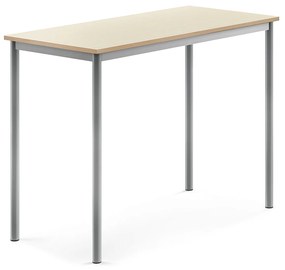 Stôl SONITUS, 1200x600x900 mm, HPL - breza, strieborná