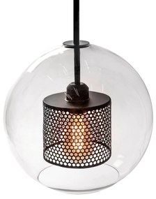 Toolight - Sklenená závesná lampa 30cm 1xE27 60W APP559-1CP, čierna, OSW-09669