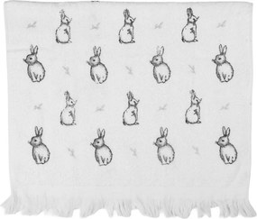 Biely froté uterák s zajačikmi Bunny Buddies - 40*66 cm