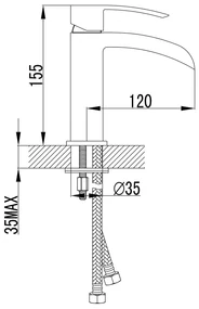 Sapho Sapho, GINKO 25 stojanková umývadlová batéria so žliabkom bez výpuste, výška 155mm, chrómová, 1101-05