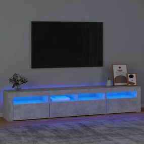 TV skrinka s LED svetlami betónová sivá 210 x 35 x 40 cm