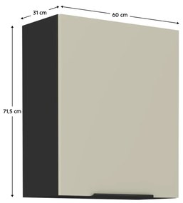 Horná kuchynská skrinka Araka 60 G-72 1F - kašmír / čierna