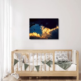 Sklenený obraz parašutistu v oblakoch (70x50 cm)