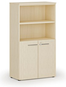 Kombinovaná kancelárska skriňa PRIMO WOOD, dvere na 2 poschodia, 800 x 420 x 1434 mm, breza