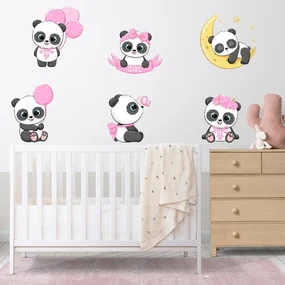PIPPER. Samolepka na stenu "Pandy - dievča" Materiál: Textilná samolepka